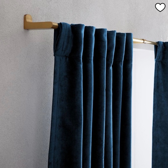 West Elm Deep Blue Velvet Drapes - Picture 4 of 8